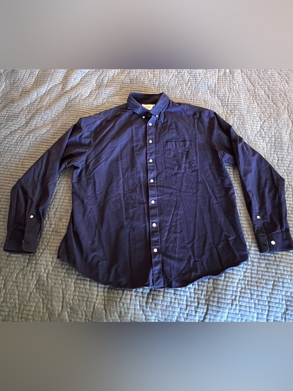 Goodfellow & Co Dark Navy Button-Up Shirt with Chest Pocket